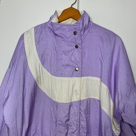 Vintage 80s Northwest Passage women's purple white windbreaker jacket SZ L - Picture 3 of 16